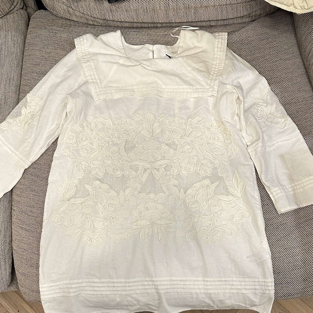 Zara Off-White Texture dress